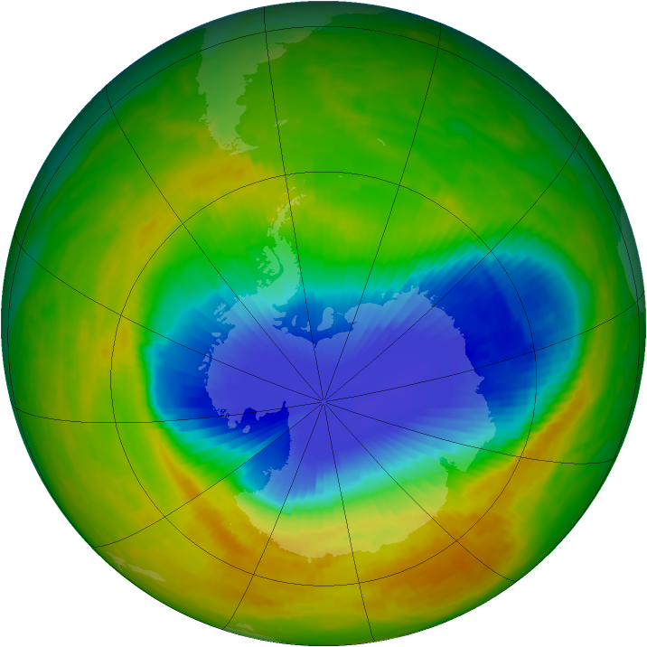 Antarctic ozone map for 11 November 1991